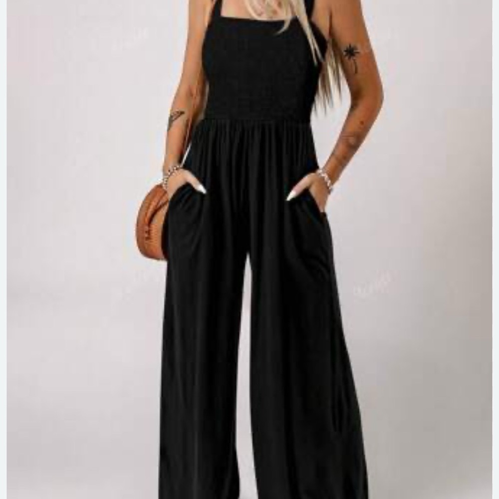 Classic Black Wide-Leg Jumpsuit - Picture 1 of 3